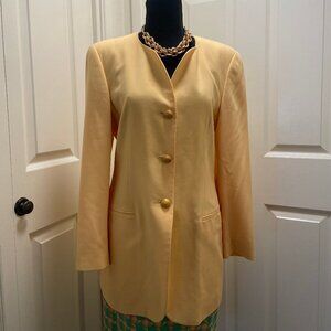 90s Escada Margaretha Ley yellow fine wool long blazer jacket Germany 38?